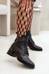 Bottes en cuir à talon Vinceza pour femme – Noir